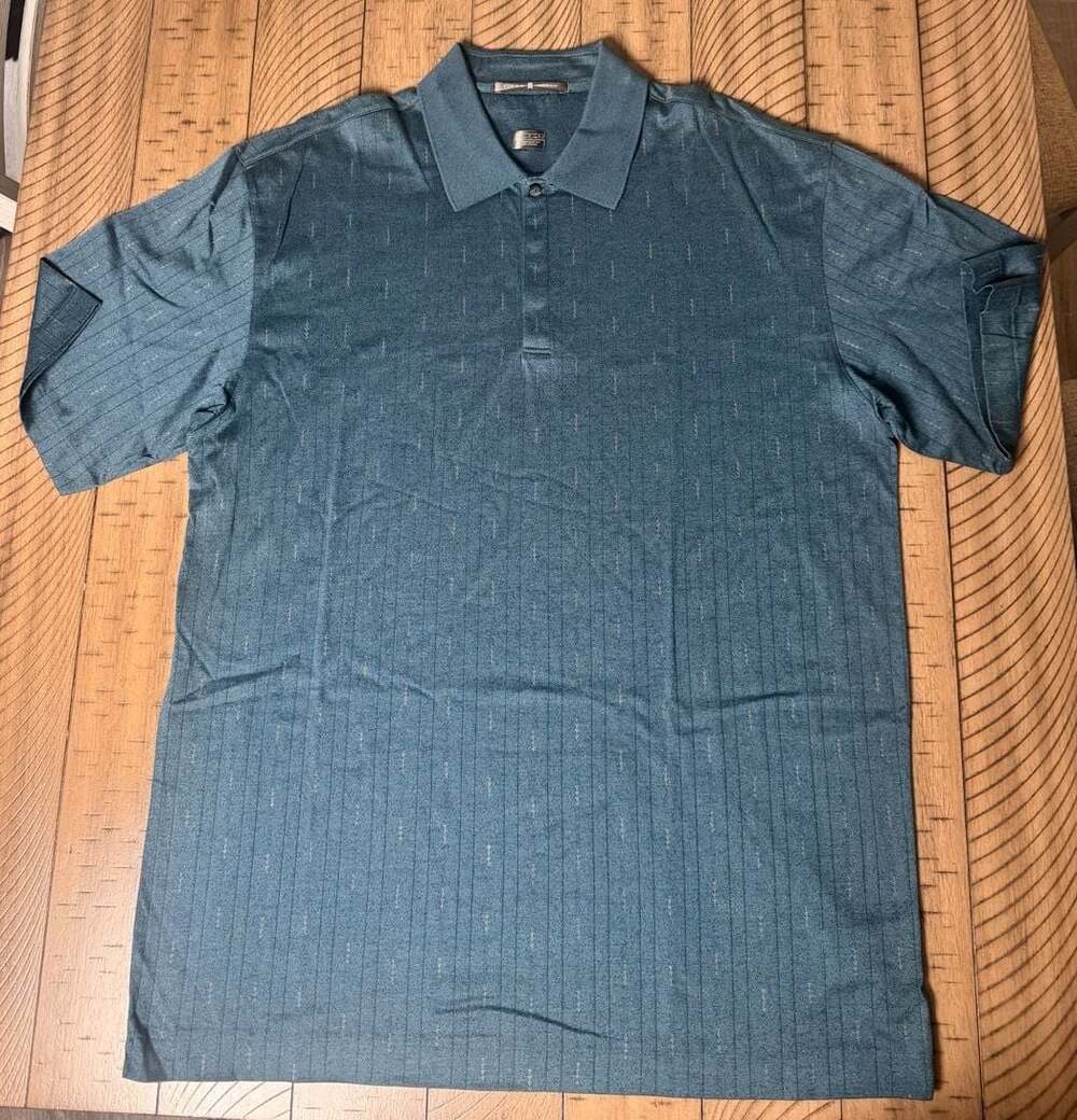 Tiger Woods Nike Golf Polo Shirt Men's Size Large Blue Striped